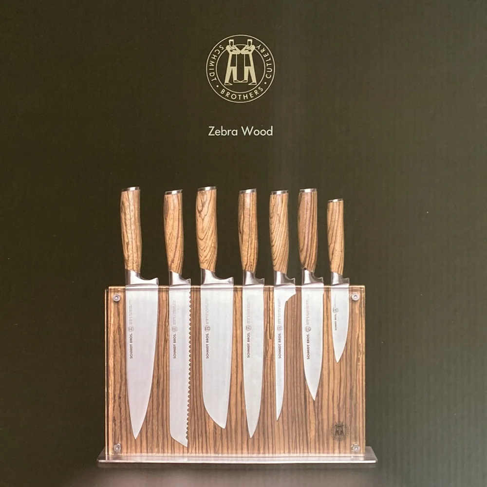 KNIFE BLOCK ONLY - Schmidt Brothers Zebra Wood Downton Knife Block - Brand New